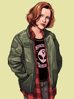 lisasterle:  Been re-watching X-Files and had to draw a 90′s grunge Dana Scully. shirt 