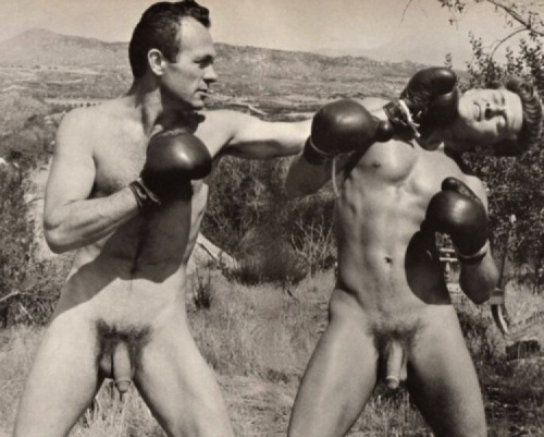 Redneck men boxing