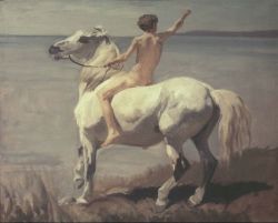 stillrowing7-posingforart:  boysnmenart:  Rudolf Koller  Riding a horse bareback, naked, is not very enjoyable —you know what horsehair feels like?  I had to pose on a horse once for an artist. 