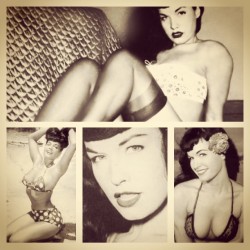 getwiththe40s:  I heart Bettie Page!!! A pin-up star in the 50â€™s! #bettiepage #bettypage #pinup #vintage #retro #1950s #50s #1940s #modelling #model #classic #glamour #old by nicklovegizmo http://bit.ly/18SVEvo  A nice Bettie Page collage for you, Sir.