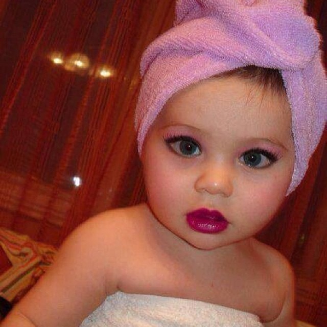 Cute babies with makeup