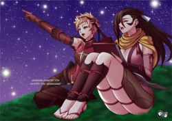 jadenkaiba:   “Look~! A Shooting Star~!”A Joint Commission for  Janus-006 and HeirOfSparda of DeviantartScarlet (Crimson) and Kagerou from Fire Emblem: Fates/If looking at the night sky and saw a shooting star.  ENJOY :) —————————————————————————————————-
