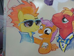 Popularity. Even Scootaloo isn&rsquo;t above grabbing a selfie with the capitan of the Wonderbolts.  I have a lot of whiteboard markers now.