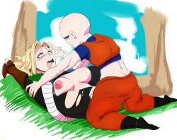 thehumancopier:Full Cell Shade for RG, of DBZ A18 and Krillin (originally without hair)