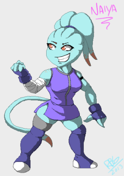 I dun know wtf I&rsquo;m doing at all.  Here is my alien wrestler oc Naiya.  I guess she has a color scheme now. Might do the rest of my alien wrestlers like this too.