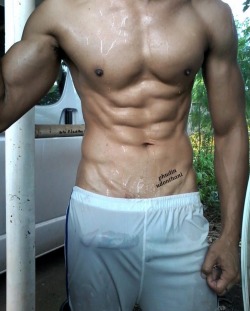 Hot &amp; sweaty after the gym ðŸ† http://imrockhard4u.tumblr.com
