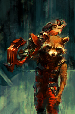 alicexz:  Going back to my neglected color challenge! I had a lot of fun painting this one. One day I want to do a Guardians cover… a girl can dream…  Orange for #7daysofcolor, featuring Rocket Raccoon. OH AND come see me at NYCC’s Artist Alley