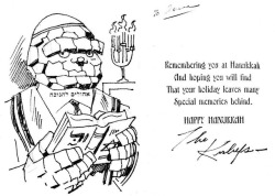70sscifiart:  Jack Kirby’s family Hanukkah card (1976)