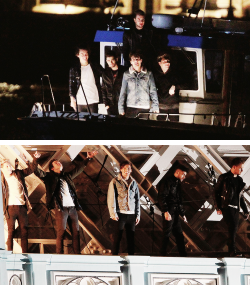 dailyonedirection:  One Direction on the set of their new music video in London (x) 