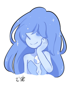 warbossfawncent:  homuran-star:  No one asked for it except me, but here’s Blue Pearl with long hair.   @rainy-cartoonist 