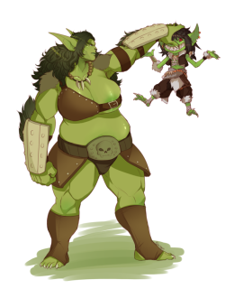 unifawn:  Spaal’s big ole gal looking very annoyed at dis goblin. Bugbear and Goblin :D
