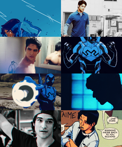 treelet:  Tyler Posey as Jaime Reyes, Blue Beetle top left : polly guo | mid right &amp; bottom right: cully hamner  