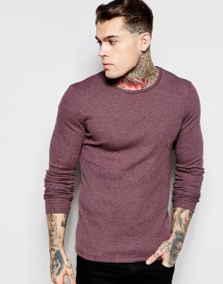 menstylica:    ASOS Rib Extreme Muscle Long Sleeve T-Shirt In Oxblood. Available for only ภ.5 