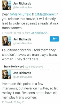 thefingerfuckingfemalefury: agent-cody-riley:   arach-nerds:   smolandspooked:  smartassjen:   Didn’t realize someone had posted this on Tumblr. Cool. As exhausting as all the blowback I’ve gotten for this (trans women are remarkable able to unify