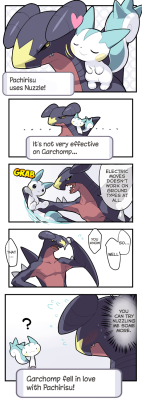 l0x0b:nanajana7:Lemme get on this Pachirisu x Garchomp coupling hypetrain~ Artist: しあ / Translated &amp; Edited by me~  Thank you for the translation!  pepperree yiss yiss yiss