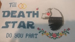 My sewing is so close to being finished. The death star is starting to look like a death star.