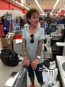 lion-skin:  moshinginmordor:  modifiedmuggles:  shinraidekinai:  To all the people who say “that’s going to look terrible when you’re older” fuck you, this older woman I met at work today has two sleeves and other tattoos in other various places