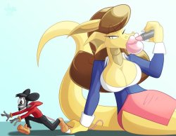 jamearts: [C] PJ and Rebecca by JAMEArts  Another commission for PeterJuice744The mouse’s not going anywhere before getting one lipstick mark or two!PJ the mouse © PeterJuice744Rebecca and art © ME 