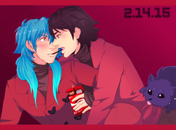 monsieurpaprika:my half of the dmmd vday art exchange for vancreep on ao3! i dont draw a lot of renao so i decided to make this vday special for the true enders &lt;3