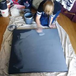 My daughter is learning how to prep a canvas. Thanks for helping out munchkin. Love you.   I got the stretcher and canvas from my painter friend Jessica Meuse. She does some expressive figurative works.   #canvas