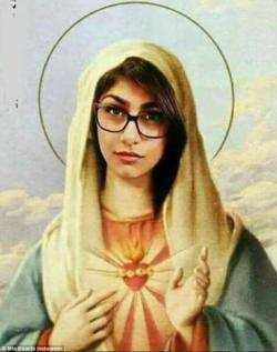   Porn star Mia Khalifa sparks outrage by superimposing her face onto the body of Virgin Mary