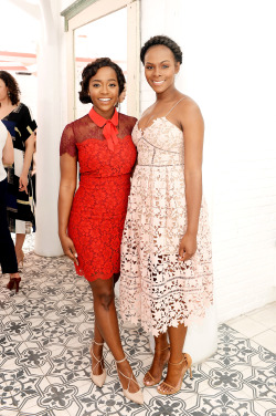 soph-okonedo:    Tika Sumpter and Aja Naomi King attend Glamour’s Game Changers Lunch hosted by Editor-in-Chief Cindi Leive &amp; Zendaya at AU FUDGE on April 20, 2016 in West Hollywood, California   