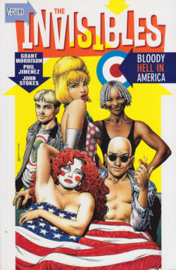 The Invisibles: Bloody Hell In America, by Grant Morrison, Phil Jiminez and John Stokes (Vertigo, 1998). Cover art by Brian Bolland.From Anarchy Records in Nottingham.