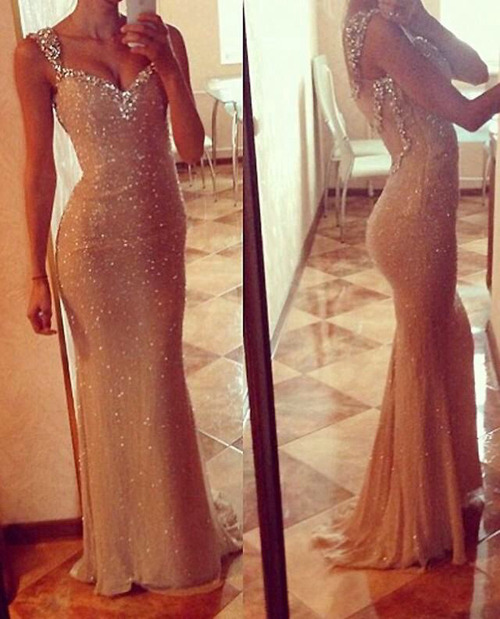 Sexy long sequin prom dress
