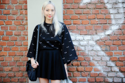 giackit:  Soo Joo is always one of my favorites to shoot on the streets. She’s got such an effortless personal sense of style which I love. Here she is after the Fendi show. Photos by Giacomo Cabrini 