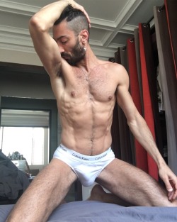 elielsultan:  If I get a little pretty would you call me your baby ?  Innocence lost 🖤. . . . . #boy #boytoy #athletic #fit #dancer #bedroom #ragazzo #fico #danseur #paris #morning #gayparis #beard #bearded #muscle #malenude #photooftheday #photography