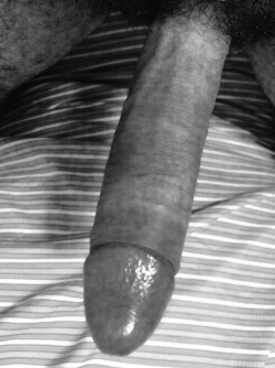 naughtyyankee:  Figured you’d like some colorless pics of my cock as well. Do you think you could deep throat me all the way? I long to see my cock disappear down a throat. I never have been taken like that. Mmmmm a throat bulge would be such a turn
