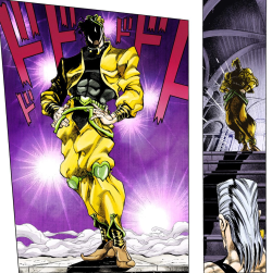 stephastardust: both times a shadowed villain revealed themselves, polnareff was there on some stairs edit: something I’ve noticed is diavolo is italian for devil and hes at the bottom and dio is god in italian and hes at the top 