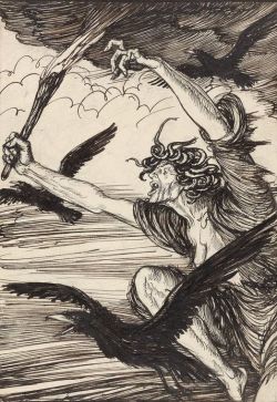 wrath-from-the-unknown:   Edmund Joseph Sullivan - The fires of Hell brake out of thy rising sun. Illustration from “Maud, a monodrama”, by Alfred and Baron Tennyson, 1922.