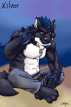 leozeke:  So sexy black &amp; white wolf :3! I love this wolf *w* - Xilver - ENJOY and FAP and reblog ;D 