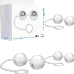 Solid glass ben wa balls with ultra hygienic silicone strap Silicone strap makes them easy to insert and remove Silicone can be boiled, frozen, microwaved or placed on the top rack of the dishwasher Silicones soft texture becomes slick when lubricated