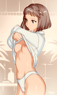 requiemdusk:Hitomi getting ready for a shower.    Shin Seiki Inma Seiden  