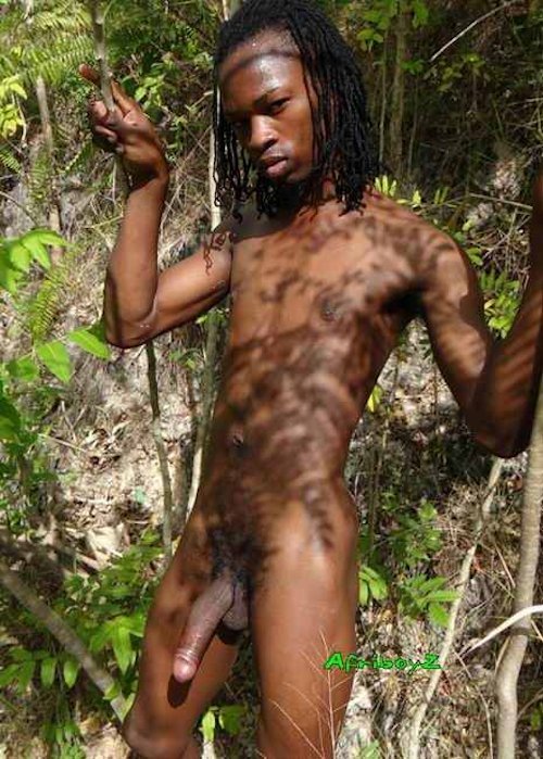 Naked black african american boy