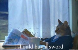 nakednewsgirl:  theunderratedepi:  nakednewsgirl:  theunderratedepi:  lotusgurl:  I should.   Why buy a sword? In America you can buy a gun.  A gun and a sword. 12 guns and 17 swords. A cat ninja army.  That’s what the world needs. Ninja Cats.  The