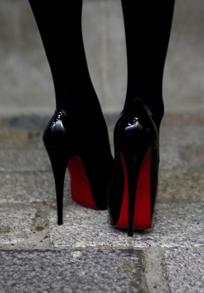 Red stiletto high heel shoes