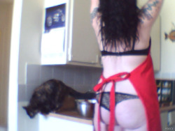 Thanks to ChopperM from mygirlfund for sharing this sexy pic wearing a thong and apron in the kitchen