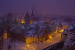 allthingseurope:  Tallinn Old Town in snow (by Kaisa Pixels) 