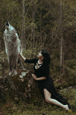 cyrenarose: Processed using Fine Art Actions(Regal) by Bella Kotak!  Model: Hunter Nicole and Rogue the Wolfdog Raven Skull Crown by Pendulous Threads UK ( Do not remove caption or reuse without permission please) 
