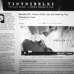 fourchambers:  proximity // owen &amp; vex and exchange have been featured in an incredible and humbling write up buy the wonderful Violet Blue &ldquo;This is one of the ways indie porn looks in the Internet era. This is not ‘mainstream’ porn, it