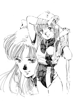 animarchive:    Animage (07/1989) - The Art of Haruhiko Mikimoto - Top wo Nerae! Gunbuster. 