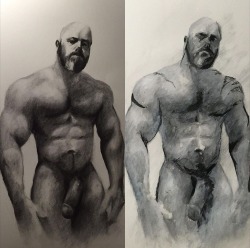 vancouverbud:  Another amazing artist! I love this guys work! He drew me with and without my tatts which is cool! Please go check out this man’s beautiful, rough, sexy work!!! Instagram.com/daniel_pernas 