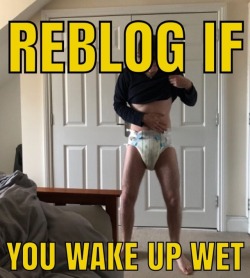 chastity-queen:  This baby boy does! And, he sends “Mummy” pics to prove it.  Most mornings I wake up wet, usually from deliberate wetting during the night, but the best times are when I wake up midstream. Recently I’ve not reflexively clenched