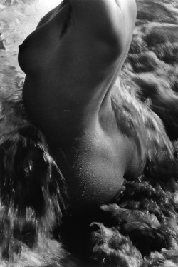 void-dance:  Each person is a transitory composite of materials borrowed from the environment. - José M.R. Delgado, M.D. Photo by Lucien Clergue: Naked in the Sea (1962) 