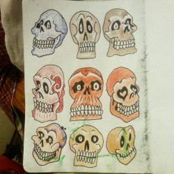 Added some watercolor to the skulls in my #sketchbookproject #mattbernson #artistsontumblr #skulls #skullsforlife