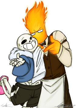 iqrachi: ninjakirkki:  did a collab with my amazing gf @iqrachi she did the lines and I colored I let you guys choose why Grillby seems so angry ;&gt;  This was so much fun to make~ It’s interesting to see someone else color in your lining to see how