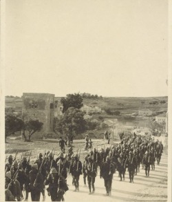 fucking-history:  Turkish troops en route to the Suez Canal, 1914, World War I (GWPDA) 